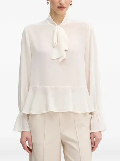 Ouí Ruffled Tie Blouse In White