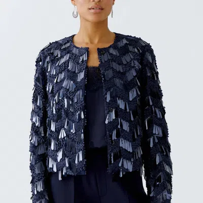 Ouí Sequin Jacket In Navy In Blue
