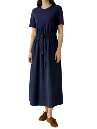 Ouí Short Sleeve Midi Dress In Dark Blue