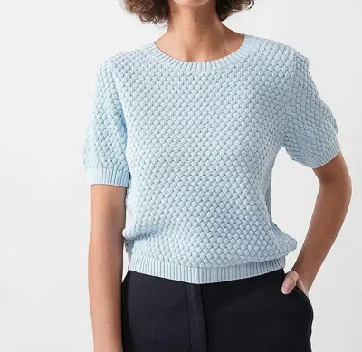Ouí Short Sleeve Relaxed Sweater In Celestial Blue
