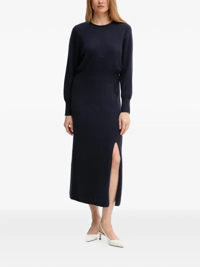 Ouí Side-slit Midi Dress In Blue