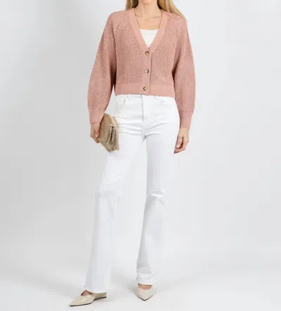 Ouí Sparkle Knit Cardigan In Dusty Rose In White