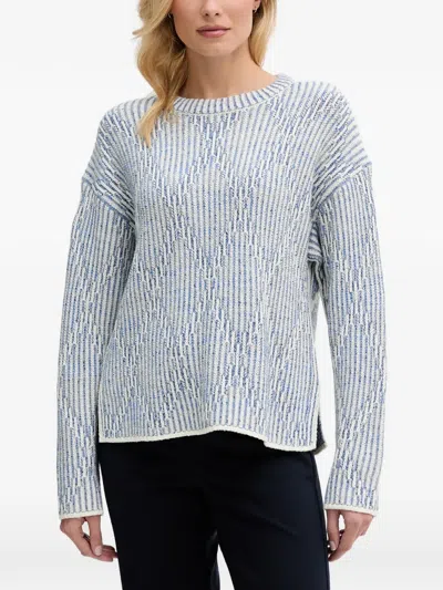 Ouí Striped Crew-neck Sweater In Blue