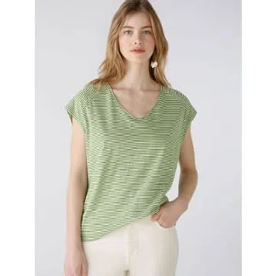 Ouí Striped T-shirt Green & White