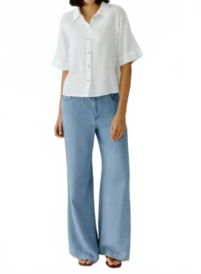 Ouí Wide Leg Jeans In Mid Blue Washed In Multi