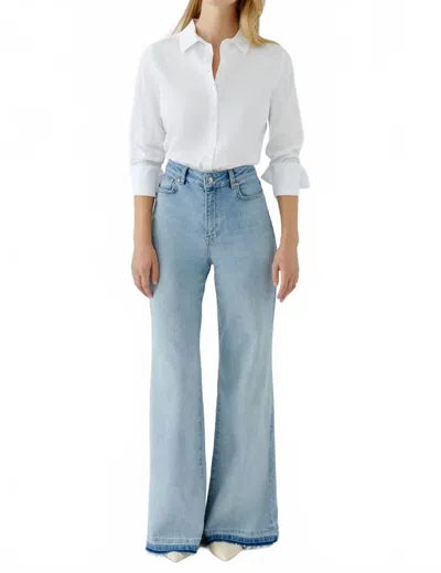Ouí Wide-cut Flared Jeans In Blue Denim