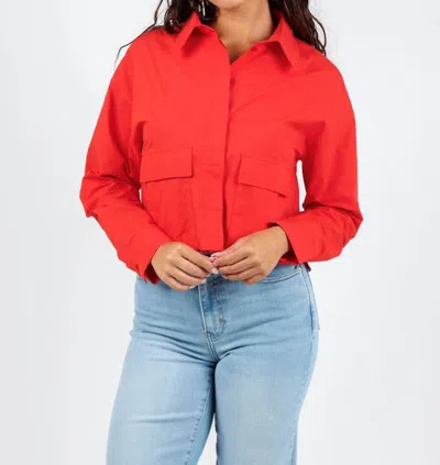 Ouí Women's Crop Boxy Blouse In Lipstick Red