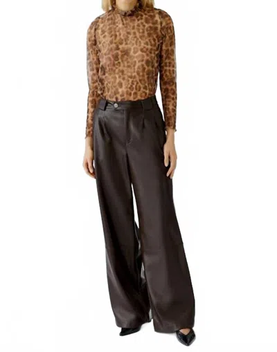 Ouí Women's Ruffle Neck Blouse In Camel Grey In Brown