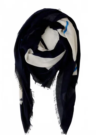 Ouí Women's Viscose Shawl In Light Stone Blue In Black