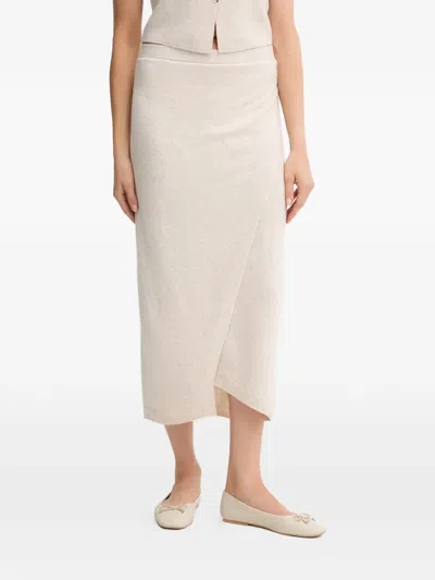 Ouí Wrap Midi Skirt In Neutral