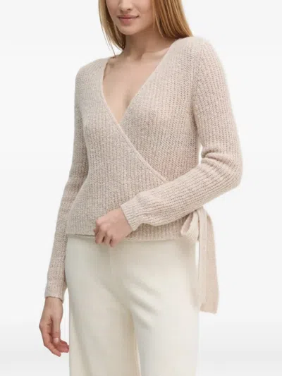 Ouí Wrap Tie Cardigan In Neutral