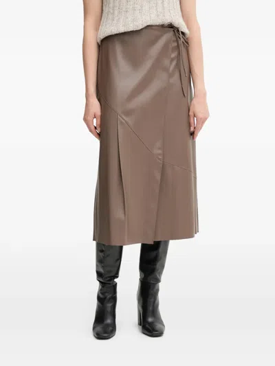 Ouí Wrap Tie Midi Skirt In Brown