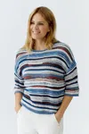 Ouí Yarn Mix Stripes Pullover In Blue And White Multi In Multi
