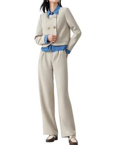 Ounixue 2pc Blazer & Pant Set In Beige