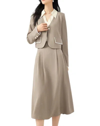 Ounixue 2pc Blazer & Skirt Set In Grey