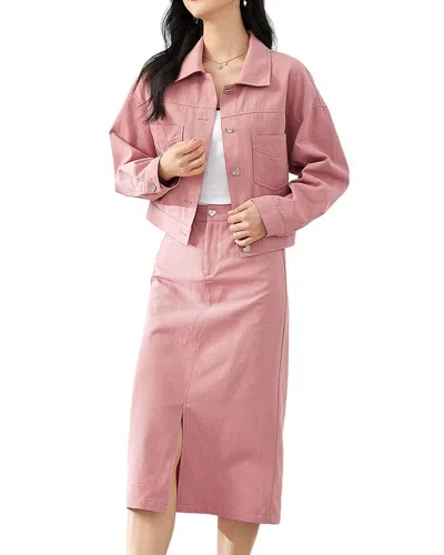 Ounixue 2pc Jacket & Skirt Set In Pink