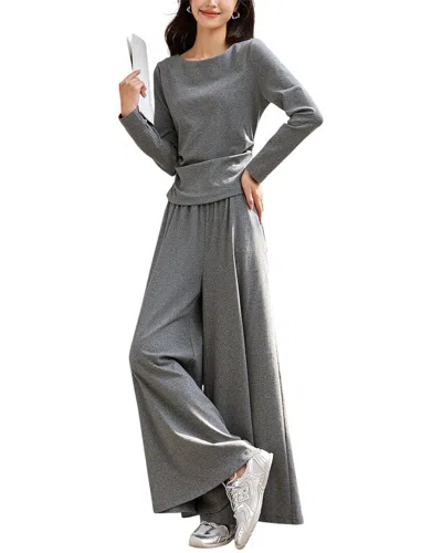 Ounixue 2pc T-shirt & Pant Set In Gray