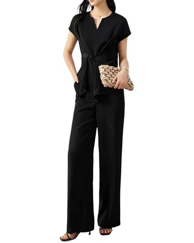 Ounixue 2pc Top & Pant Set In Black