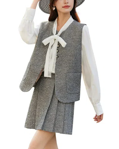 Ounixue 2pc Vest & Skirt Set In Gray