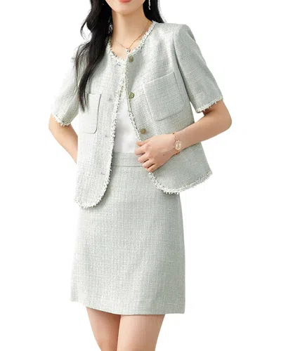 Ounixue Set (cardigan & Skirt) In Green