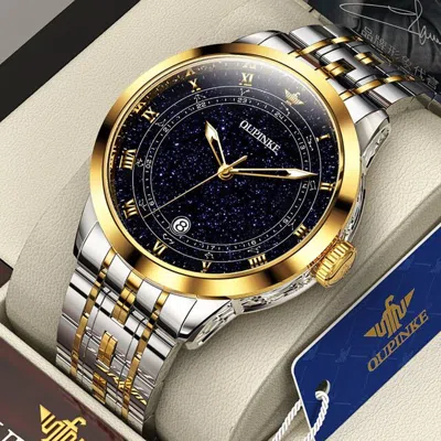 Pre-owned Oupinke 3203 Original Watch Men Design Diamond Waterproof 50m Luxury 2022 In Gold