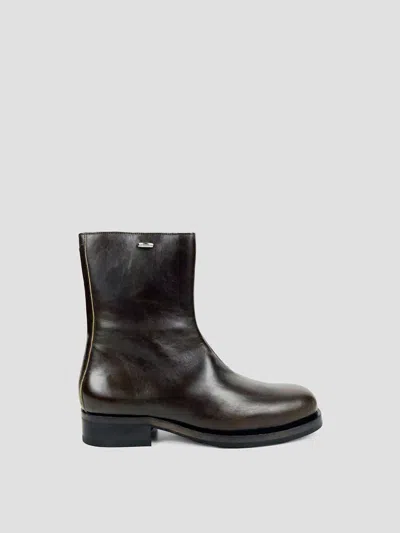 Our Legacy 100% Cow Leather Utility Boot In Deep Olive