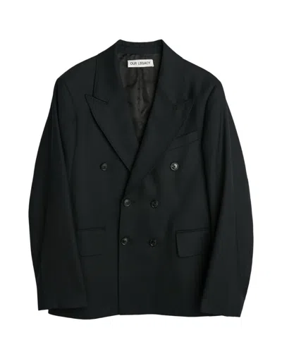 OUR LEGACY OUR LEGACY 2-BREASTED UNSTRUCTURED WOOL JACKET BLACK