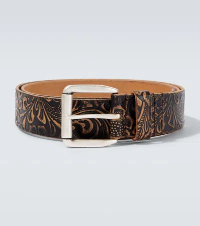 Our Legacy 40mm Paisley Leather Belt In Brown