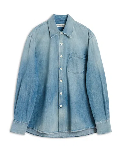 Our Legacy Long Sleeve Shirt With Chest Pocket Design In Blue