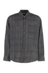 Our Legacy Subtle Checkered Long-sleeve Shirt With Classic Collar In Gray