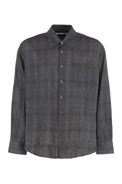 OUR LEGACY ABOVE CHECKED COTTON BLEND SHIRT