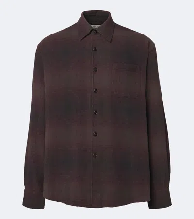 Our Legacy Above Shirt Cordial Dusk Check Grain Weave In Brown