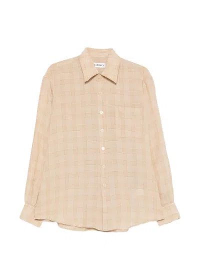 Our Legacy Above Checked Linen-gauze Shirt In Neutral