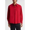Our Legacy Above Grommet Detail Cotton Poplin Button-up Shirt In Red
