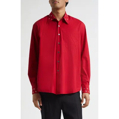 OUR LEGACY OUR LEGACY ABOVE GROMMET DETAIL COTTON POPLIN BUTTON-UP SHIRT