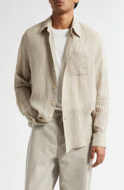 Our Legacy Above Linen Blend Button-up Shirt In Brown