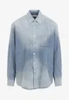 Our Legacy Long Sleeve Button-down Shirt Featuring Pocket In Blue