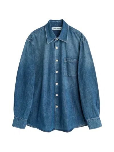 Our Legacy Long Sleeve Shirt Chest Pocket Cuffs In Blue