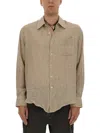 Our Legacy Textured Fabric Long Sleeves Chest Pocket Shirt In Nude