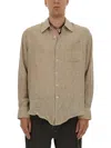 Our Legacy Textured Fabric Long Sleeves Chest Pocket Shirt In Nude