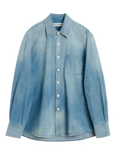 Our Legacy Long Sleeve Shirt With Chest Pocket Design In Blue