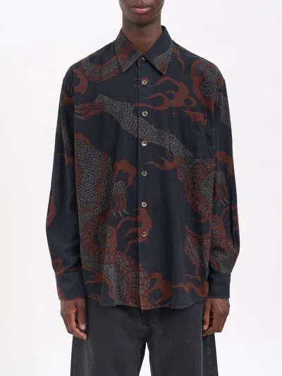 Our Legacy Above Shirt Brown Abstract Snake Print In Black