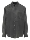 Our Legacy Long-sleeved Button-up Shirt With Classic Collar And Textured Fabric In Black