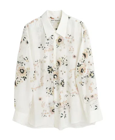 Our Legacy Above Shirt Floral-print Shirt In White