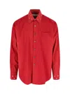 Our Legacy Long Sleeve Button Down Shirt With Pocket In Red