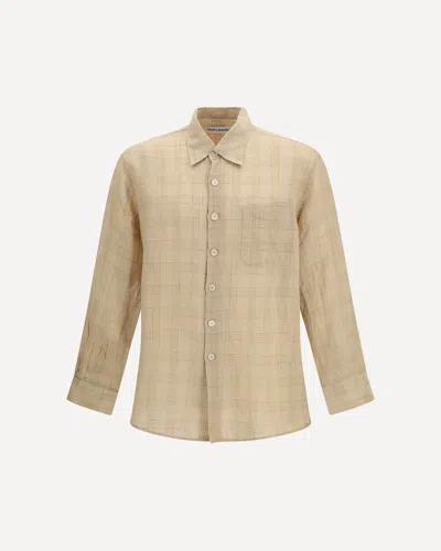 Our Legacy Above Shirt Vacay Check Gauze Linen In Neutral