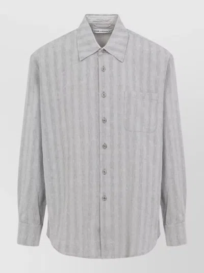 Our Legacy Above Striped Shirt Cotton Linen Long Sleeves In Gray