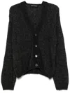 Our Legacy Textured V-neck Cardigan With Button-down Front In Black