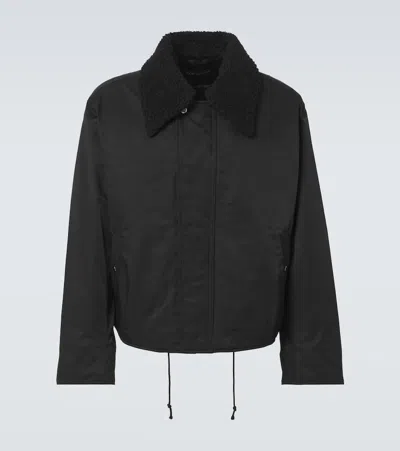 Our Legacy Ace Water Repellent Jacket With Detachable Faux-fur Collar In Black
