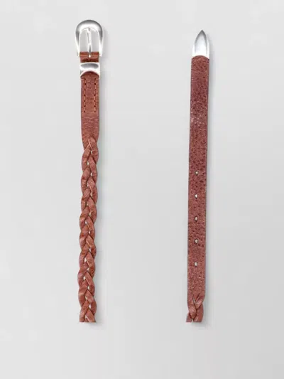 Our Legacy Adjustable Length Braided Belt Slim Profile In Brown